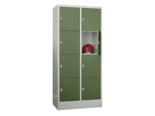 lockerkast,HxBxD 1850x800x500mm,2x4vakken,RAL7035,front RAL6011