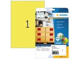 HERMA 5148 Gekleurde etiketten A4 210x297mm Neon Geel 20 stuks
