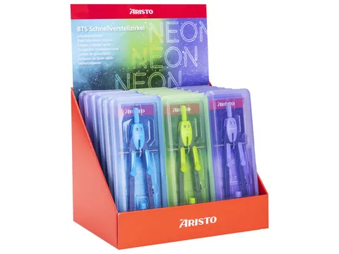 Compas à réglage rapide Aristo Display Neon 18 pieces