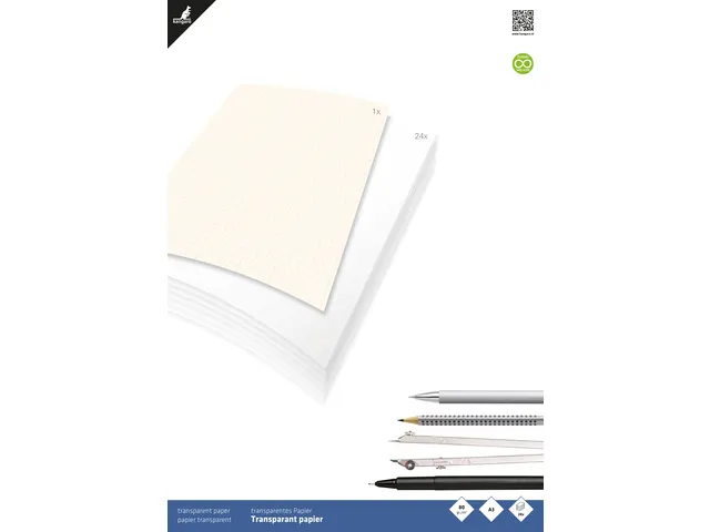 Transparant papier Kangaro A3 blok à 24 vel met 1 vel millimeterpapie
