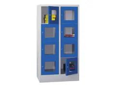 lockerkast,HxBxD 1518x800x500mm,2x4vakken,RAL7035,front RAL5010