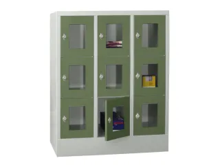 lockerkast,HxBxD 1187x900x500mm,3x3vakken,RAL7035,front RAL6011 - 2