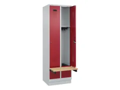 locker met bank,HxBxD 1950x600x815mm,2vak,vak B 300mm,cilinderslot
