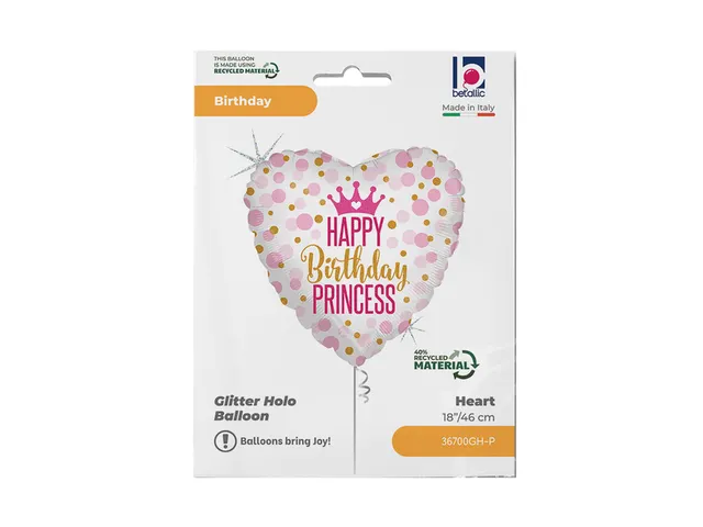 Folieballon Birthday prinses 45cm