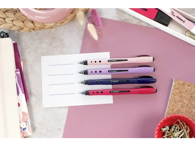Rollerpen STABILO Worker+ Wildflower Pioen Roze medium