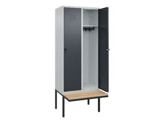 locker met bank,HxBxD 2120x800x815mm,2vak,vak B 400mm,draaigrendel - 2