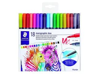 Brushpen Staedtler 3001 Marsgraphic duo 0.5-6mm blister à 18st ass - 3