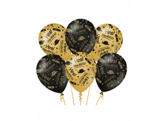 Ballonnen Classy party balloons 'You did it' 30cm Goud-Zwart 6 stuks - 1