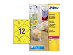Neon etiket Avery rond 63,5mm Fluoreel Laserprinter 300 stuks