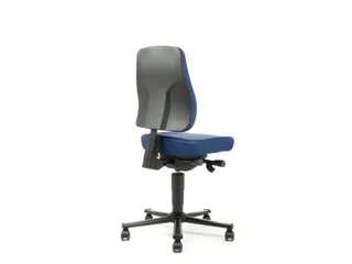 Werkplaatsstoel,zitting kunstleer blauw - 4