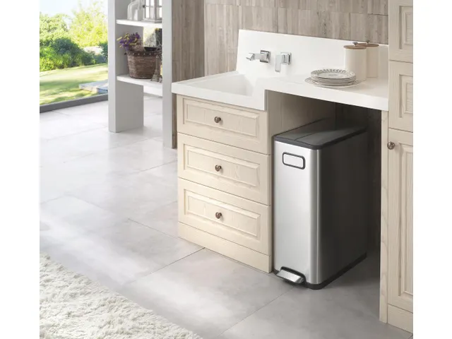 Pedaalemmer Voor Afvalscheiding Ecofly Step Bin 2x20 Liter Mat Rvs