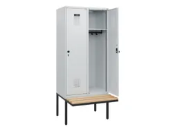 locker met bank,HxBxD 1950x800x815mm,2vak,vak B 400mm,draaigrendel