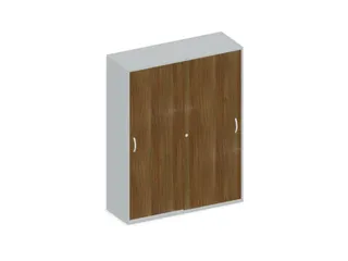 Schuifdeurkast 1540x1200x430mm Romp Lichtgrijs Decor Front Noten - 1
