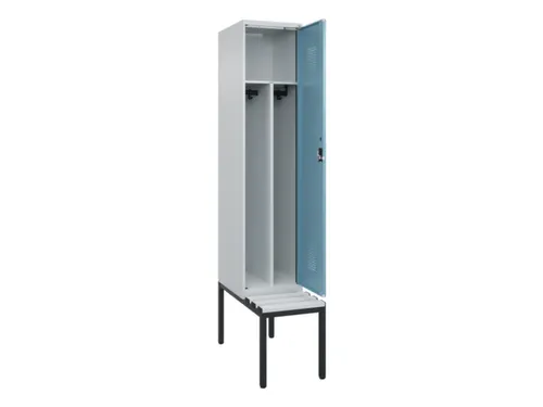 locker met bank,voor scheiding van kleding,HxBxD 2120x400x815mm,1vak