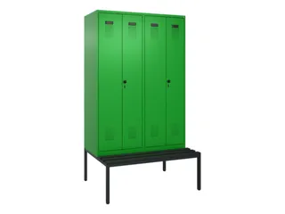 locker met bank,voor scheiding van kleding,HxBxD 2120x1200x815mm,4vak - 2