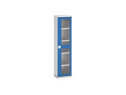 vitrinekast 2000x525x350mm 4xStalen bodem romp RAL7035 front RAL5010