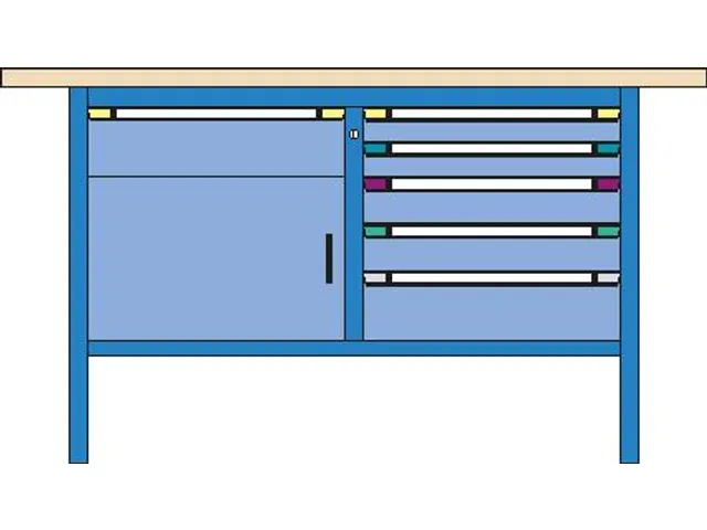 werkbank,HxBxD 845x1500x700mm,multiplexblad,RAL7035,front RAL7035