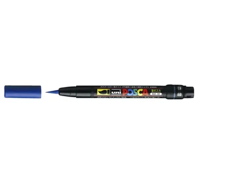 Brushverfstift Posca PCF350 Penseelpunt 1-10mm Donkerblauw