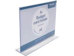 Kaarthouder Budget T-Standaard A5 1,5 Mm Liggend Acryl set van 5 stuks