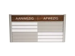 Menoor In-Uit bord 6 namen Aluminium Aanwezig/Afwezig donker Houtlook