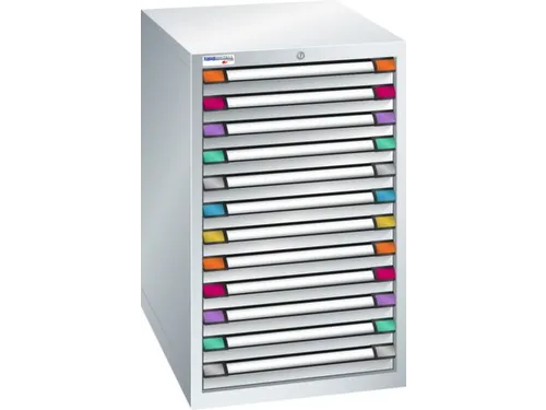 ladekast HxBxD 1000x605x695mm 12laden RAL7035 front RAL7035