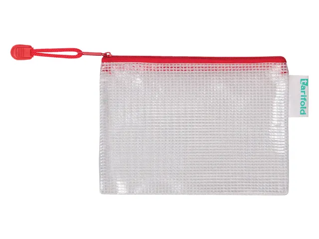 Opbergtas Tarifold met rits 160x110mm PVC rood