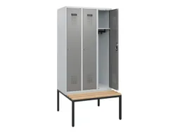 locker met bank,HxBxD 1950x900x815mm,3vak,vak B 300mm,cilinderslot