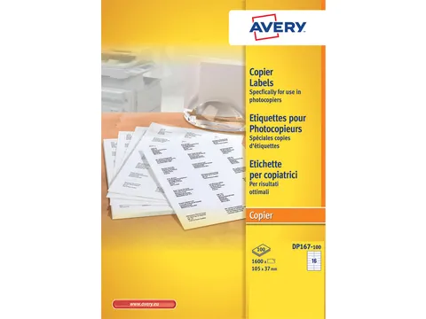 Etiket Avery DP167-100 105x37mm wit 1600stuks