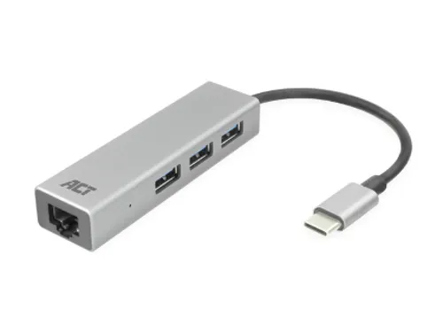 Hub ACT USB-C 3.0 3x USB-A Gigabit ethernet