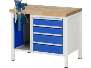 werkbank,HxBxD 840-1040x1000x700mm,beukblad,draagverm. 1250kg,4voeten - 1