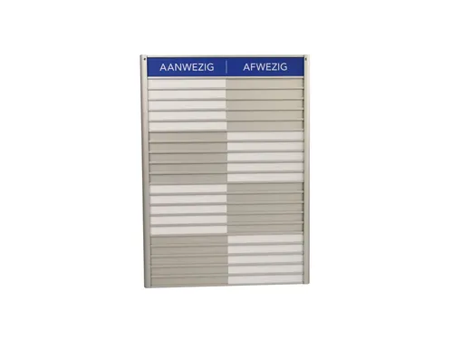 Menoor In-Uit bord 20 namen Aluminium Aanwezig/Afwezig Blauw
