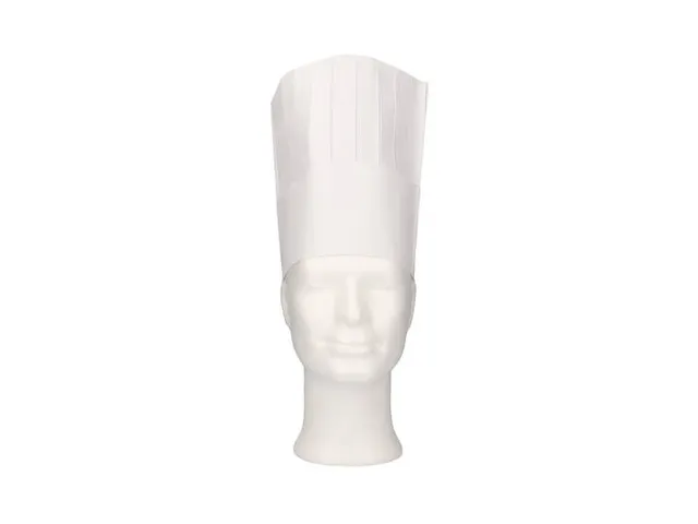 Koksmuts Classic papier 25cm wit met kroon en zweetband 250 Stuks