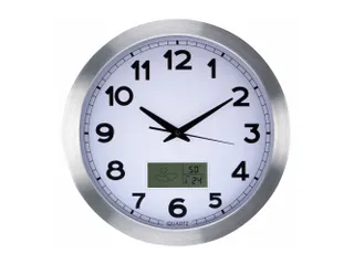 Aluminium Wandklok Lcd-display Thermometer Hygrometer & Weer 35.5cm - 4