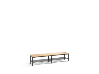 Omkleedbank L 1960Mm Houten Zitlatten Schoenenrek Ral7021 - 1