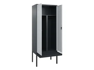 PBM-locker met bank,HxBxD 2120x800x815mm,2vak,vak B 400mm,cil.-slot - 2