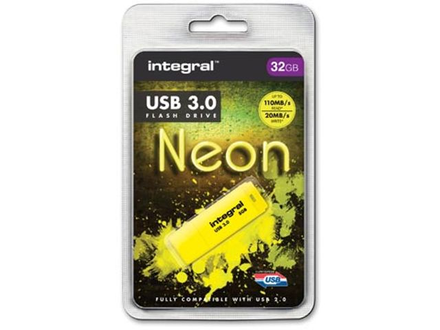 Integral Neon Usb-Stick 3.0, 32gb, Geel | USB-StickShop.nl