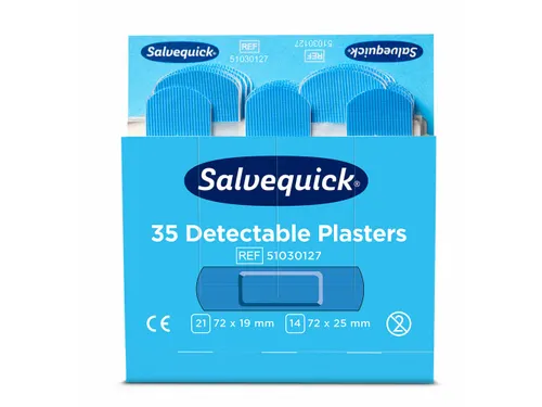 Pleisters Salvequick blauw detectabel refill 35 Stuks