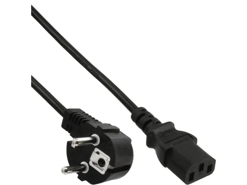 Kabel inLine STROOM C13 recht - CEE7/7 haaks 1,8 meter zwart