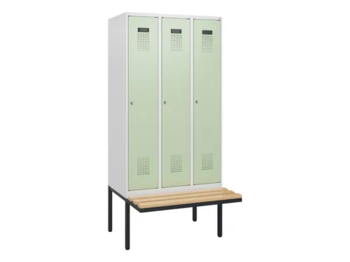 locker met bank,HxBxD 1950x900x815mm,3vak,vak B 300mm,cilinderslot