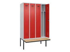 locker met bank,voor scheiding van kleding,HxBxD 2120x1200x815mm,4vak