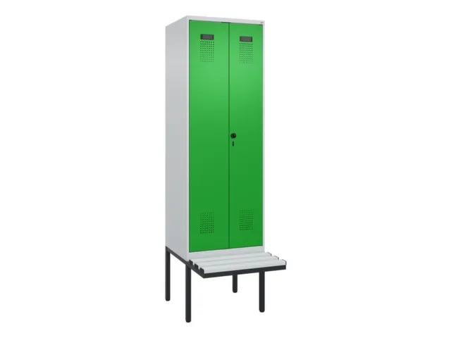 locker met bank,voor scheiding van kleding,HxBxD 2120x600x815mm,2vak