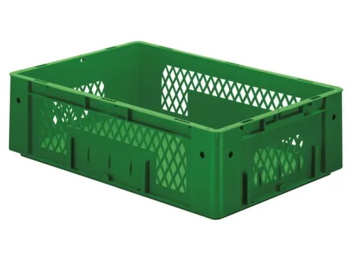 Euronorm Stapelkrat 175x600x400mm 31l Opengewerkt/Bodem Gesl. Groen