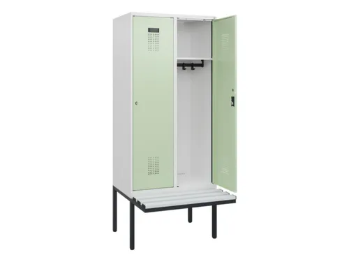 locker met bank,HxBxD 1950x800x815mm,2vak,vak B 400mm,cilinderslot