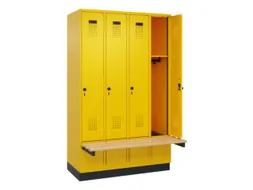 locker met bank,HxBxD 1950x1200x815mm,4vak,vak B 300mm,draaigrendel