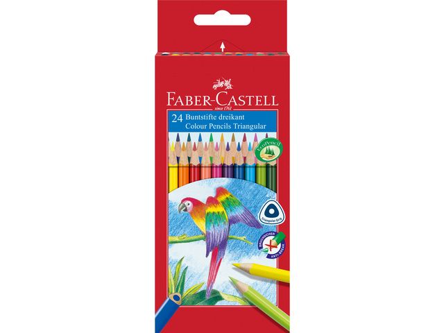 kleurpotlood Faber Castell driekant kartonnen etui à 24 stuks | KleurpotlodenWinkel.nl