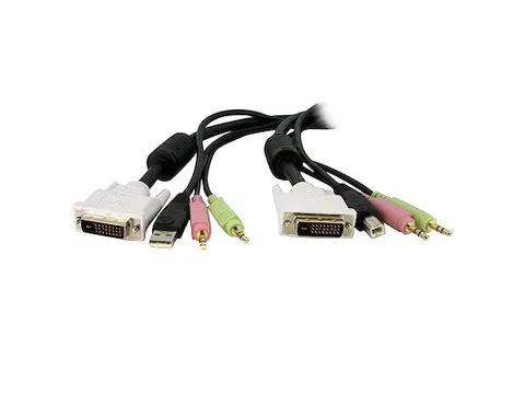 1,80m 4-in-1 USB Dual-Link DVI-D KVM-switch Kabel met Audio en Microfo