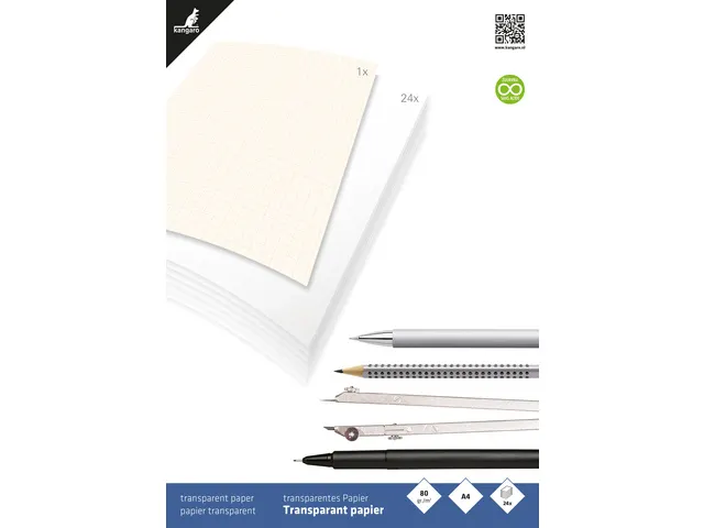 Transparant papier Kangaro A4 blok à 24 vel met 1 vel millimeterpapie