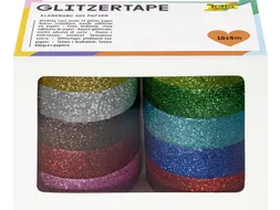Plakband Folia glitter 5mx15mm 10 stuks 10 kleuren