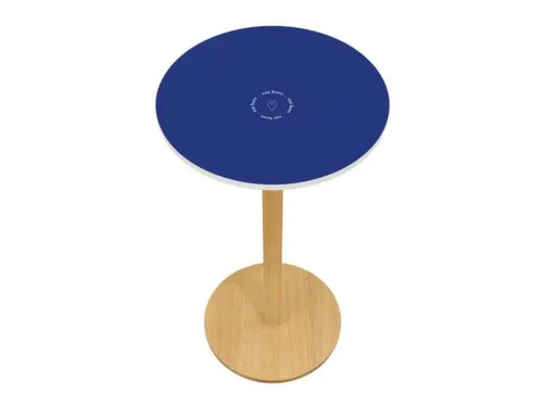 statafel,HxØ 1100x600mm,rond,schotelvoet natuur,blad blauw