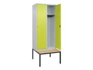 locker met bank,HxBxD 2120x800x815mm,2vak,vak B 400mm,cil.-slot - 2